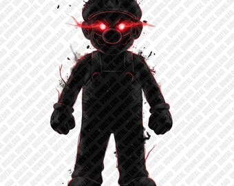 Download digital PNG de Dark Shadow Mario, Encanador Maligno com Olhos Vermelhos para Impressão Digital e Sublimação, Clipart de Personagem de Jogo de Terror, Arte Gótica de Jogador