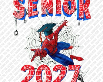 Senior 2027 Spider Man Graduation PNG, Class of 2027 Superhero Cap Art, Graduate Web Graphic Download DTF Sublimation