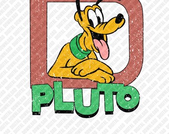 Pluto PNG, Sublimación de perro retro, Transferencia DTF de Pluto vintage, Arte digital descargable de Mickey's Pal