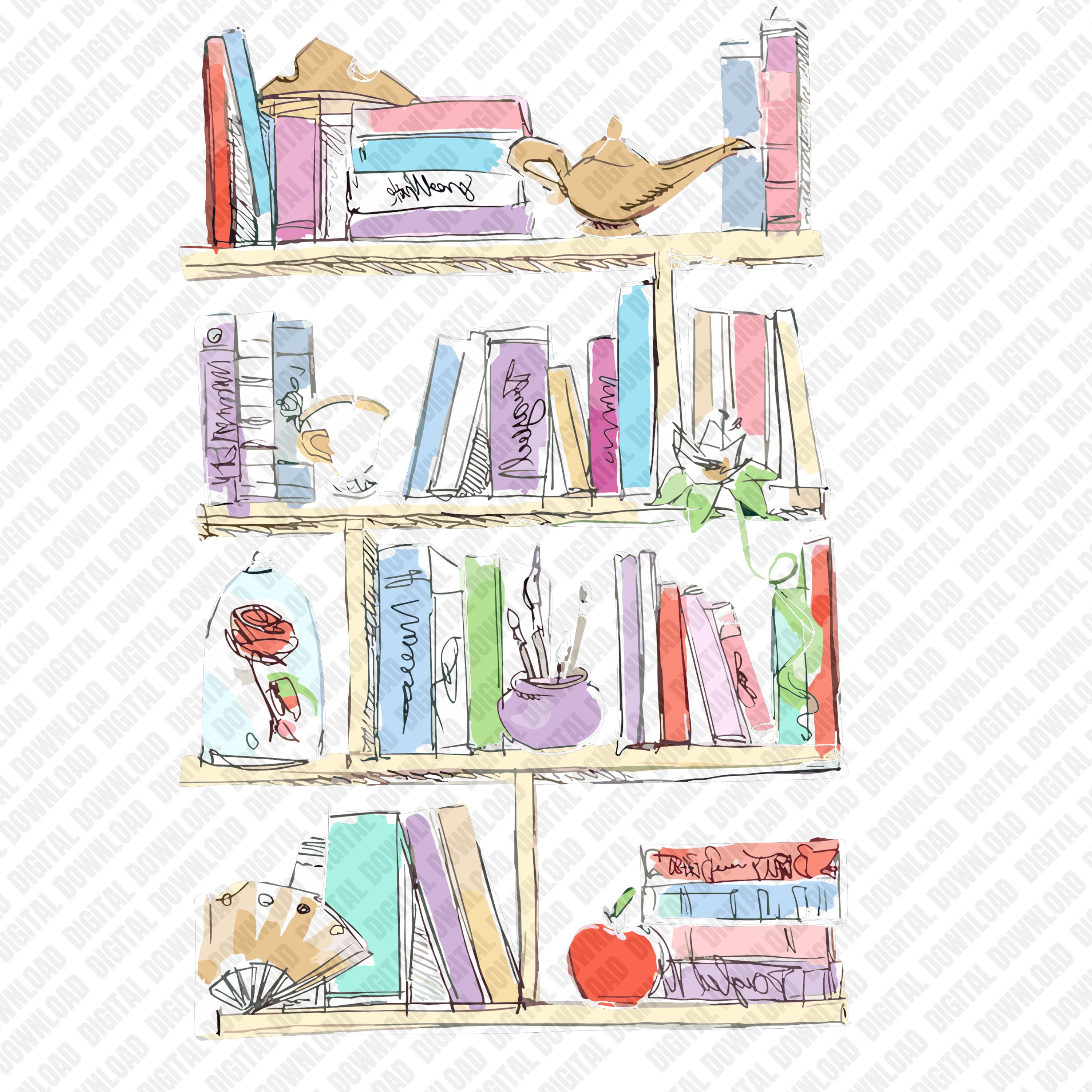 Princess Bookshelf PNG, Magical Library Shirt Design, Fairytale Books ...