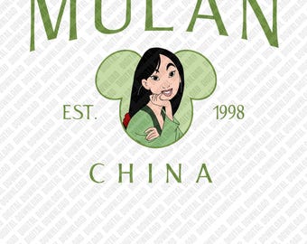 Mulan PNG, Princesa China Est 1998 Sublimación, Retro Mulan DTF Transferencia, Princesa Guerrera Descarga de Arte Digital