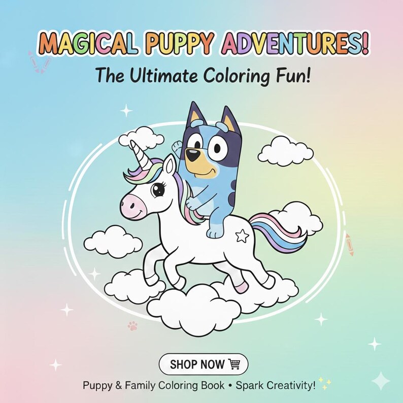 Cute Blue Dog Coloring Book for Kids (ages 36) Etsy