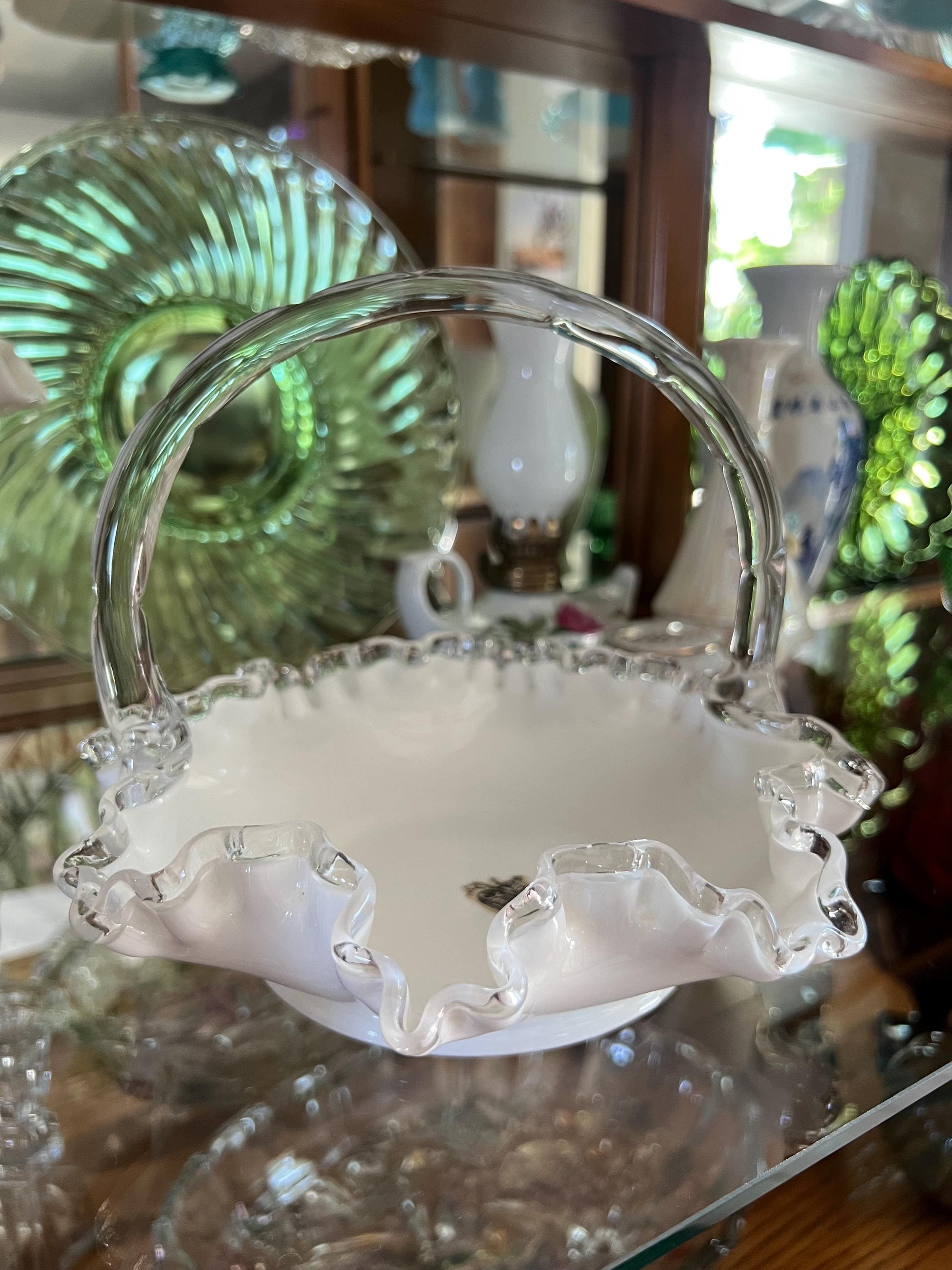 フェントン　アンティークガラス　小物入れ　Fenton silver crest Fenton Silver Crest - Etsy