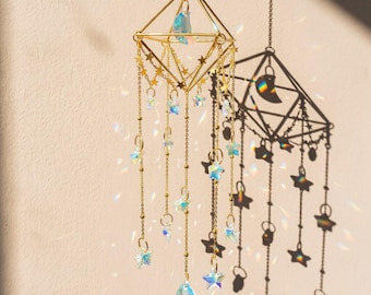 Kroonluchter Crystal Suncatcher, hangend decor kristal, wanddecoratie Suncatcher, Rainbow Light Catcher decor, woondecoratie hangend ornament
