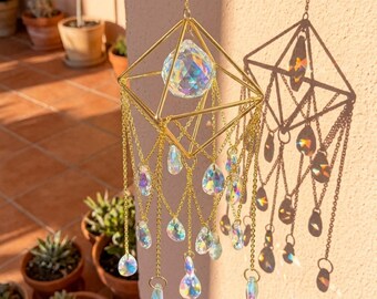 Kroonluchter Crystal Suncatcher, hangend decor, wanddecoratie, woondecoratie, kristallen hangend ornament, kristallen raam Suncatcher decor voor thuis