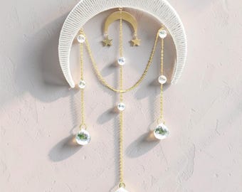 Maankristal Suncatcher voor huisdecor, hangend decor, muurdecor, woondecor, maan hangend ornament, hangend kristalraam, bohodecor
