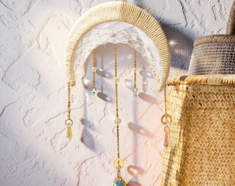 Moon Crystal Suncatcher, hangende maan muur decor, Celestial Home decor ornament, Crystal Sun Catcher opknoping decor cadeau voor haar, kamerdecor