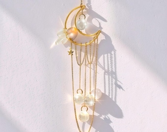 Crescent Moon Crystal Suncatcher voor woondecoratie, hangdecor, muurdecoratie, maanmuur hangen, hangend kristal ornament voor woondecoratie