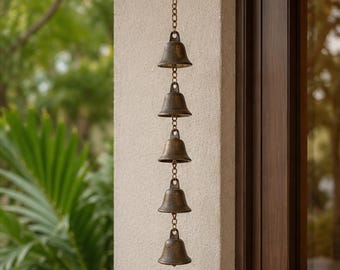 Campana de viento de metal para decoración del hogar, campana colgante decorativa, adorno rústico para el hogar, adorno de pared bohemio para mujeres, decoración de campana de estilo granja