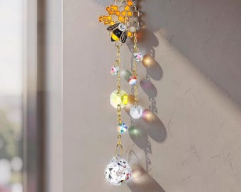 Kristallen honingraat bijenvanger, hangend decor voor thuis, bijenzonvanger decor, kristallen hangend ornament voor thuis, raamzonvanger