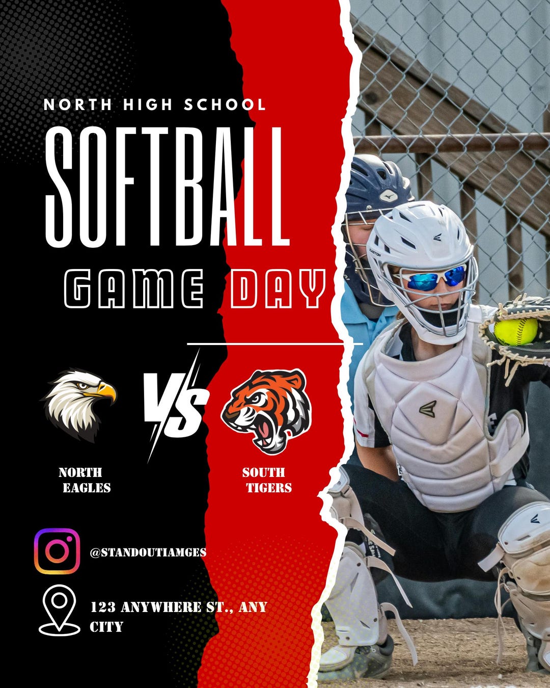 Softball Game Flyers Red and Black - Etsy
