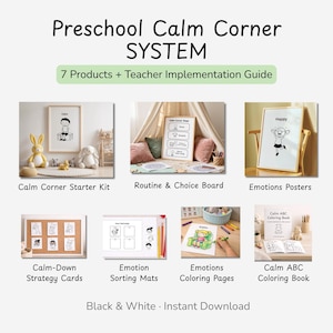 Preschool Calm Corner System Ages 3-5, Complete Classroom Setup, Routine Board, Teacher Implementation Guide