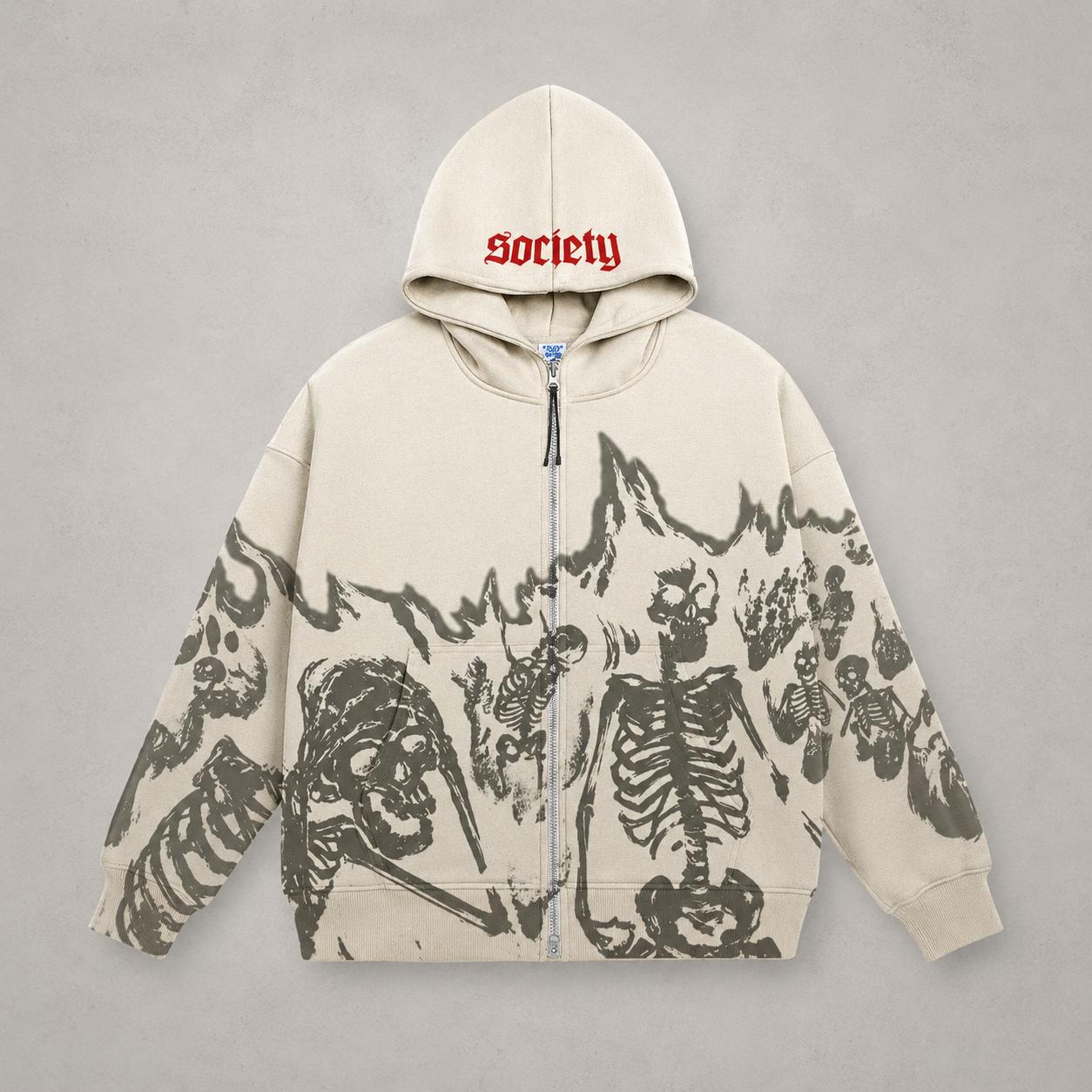 Y2k Grunge Skeleton Skull Zip up Hoodie - Etsy UK