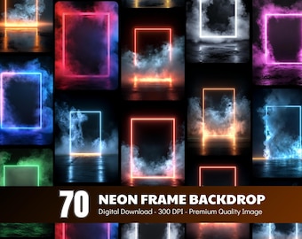 Neon Rahmen Hintergrund, sportliche Portrait Fotografie Hintergrund, Senior Night Poster Banner, digitaler Download