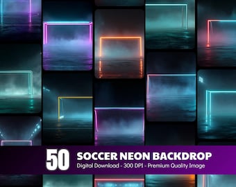Neon Fußball Hintergrund, Sportfotografie Hintergrund, Senioren Nacht Poster Banner, Digital Download Overlay