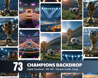 World Cup Stars Hintergrund — Gold Trophäe Konfetti Hintergrund, Fußball Auszeichnung, Digital Print, Sofort Download