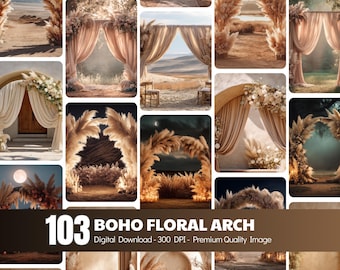 103 Boho Blumenbogen Digitaler Download: Hochauflösendes JPG-Bild