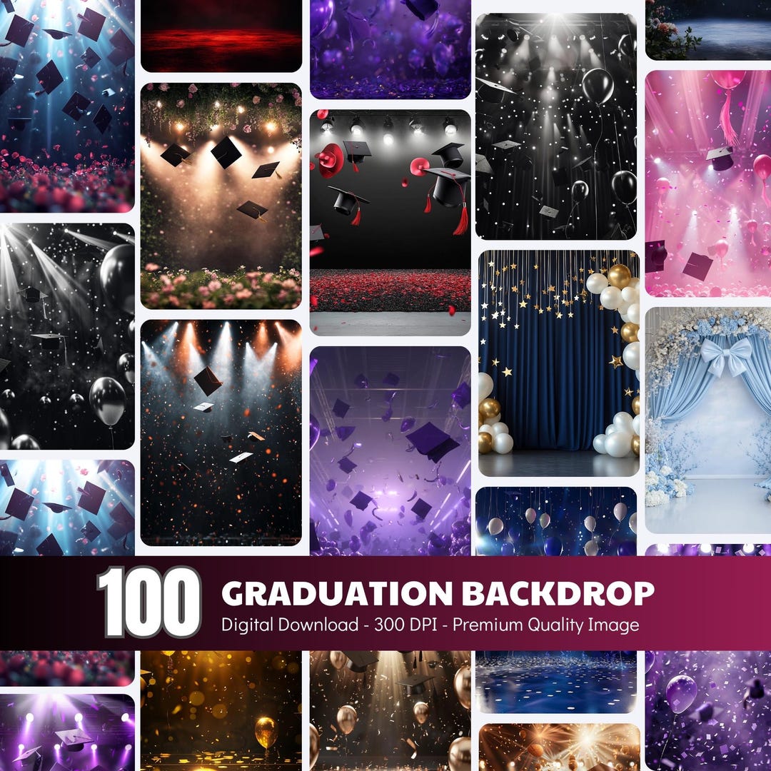 100 Graduation Digital Backdrops: School Portrait, Grunge, Abstract - Etsy