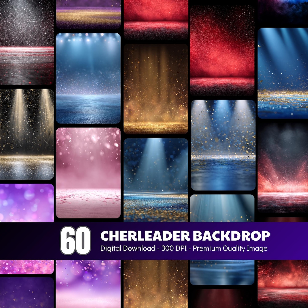 Cheerleader Digital Backdrops: Confetti & Bokeh Backgrounds - Etsy