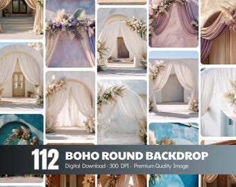 Boho Bogen Digitale Hintergründe, Hochzeit, Geburtstag, Porträt Hintergrund (JPG, PNG)