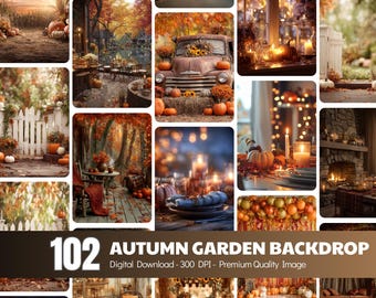 Autumn Garden Backdrop, 102 Images, High-Resolution JPG (Digital Download)