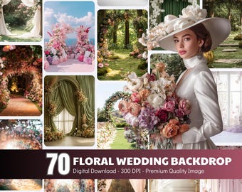 Floraler Hochzeitshintergrund: 70 hochauflösende JPGs (Digital Download)