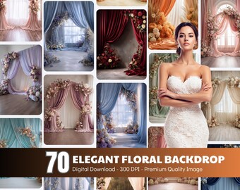 Elegante Blumenbogen Kulissen: 70 hochauflösende JPGs (Digital Download)