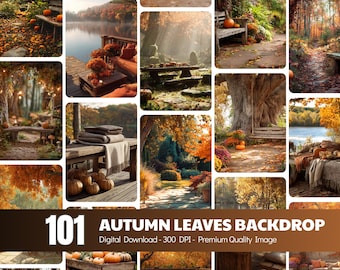 Autumn Leaves Backdrop, High-Resolution JPG (Digital Download)