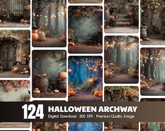 124 Halloween Torbogen Kulissen, digitaler Download Bundle