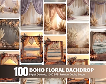 Boho Hochzeit Bogen Hintergrund Digital Download: Strand Sonnenuntergang Makramee Fotografie Prop (4640x6160 JPG)