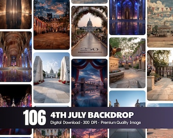 4. Juli USA Backdrop Bundle, Patriotic Holiday Digital Download (JPG)