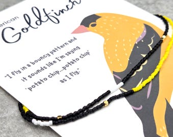 American Goldfinch Inspired Triple Wrap Bracelet, Miyuki Glass Beads, Nature Wildlife Conservation