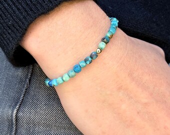 Turquoise Cube Bead Bracelet – Natural Gemstone Jewelry, Nature Inspired, Gift for Her, December Birthstone, Bracelets for Wildlife