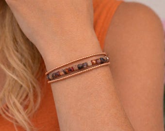 Delicate Pietersite Bracelet Wrap, Beaded Bracelet, Nature Lover Gift, Bracelets for Wildlife Conservation