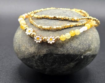 Happy Daisy Yellow Opal Bracelet Wrap | Nature Lover Gift