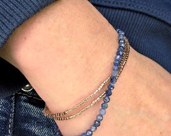 Delicate Sapphire Bracelet Wrap - Gemstone Bracelet, Nature Lover Gift, Bracelets for Wildlife Conservation