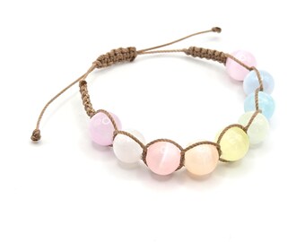 Braided Pastel Selenite Adjustable Bracelet - Butterfly-inspired | Balance & Renewal | Nature Lover Gift