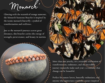 Monarch butterfly-inspired Sunstone Adjustable Bracelet - Nature Lover Gift