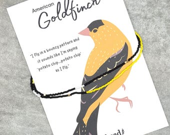 Dainty American Goldfinch Inspired Triple Bracelet Wrap, Nature Lover Gift, Bird Lover Gift, Bracelets for Wildlife Conservation