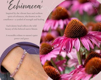 Dainty Pink Tourmaline Braided Bracelet, Flower-Inspired Jewelry, Gemstone Bracelet, Nature Lover Gift, October Birthstone