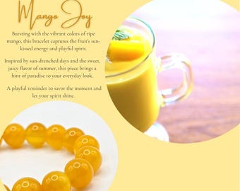 Yellow Agate Mango-inspired Bracelet, Layering, Birthstone Gift, Stacking, Beaded Bracelet, Nature Lover Gift, Mango Lover Gift