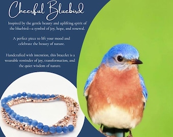 Delicate Bluebird Inspired Agate Bracelet Wrap, Gemstone Bracelet, Nature Lover Gift, Bird Lover Gift, Bracelets for Wildlife Conservation