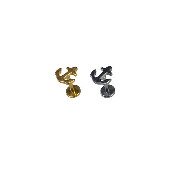 Aretes de titanio con parte posterior plana de grado de implante de ancla: hipoalergénicos, para cartílago y joyería minimalista para uso diario.