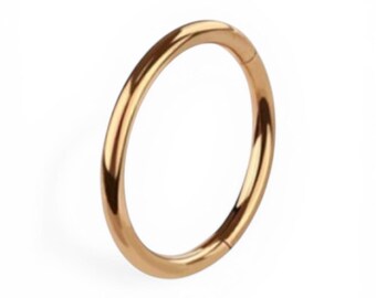May include: A gold-colored, circular hoop earring. The earring has a smooth, polished surface and a seamless design. The jewelry is set against a white background, highlighting its simple elegance. The earring is a classic accessory.