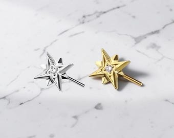 Celestial Star Titanium Flat Back Stud Earrings-hypoallergenic, cartilage and everyday minimal jewelry.