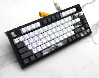 Ink Lotus Flower Keycap Set Dye Sublimation PBT Cherry Profile Compatible with MX Style Switch Mechanical Keyboard 60 65 68 980 108 ISO