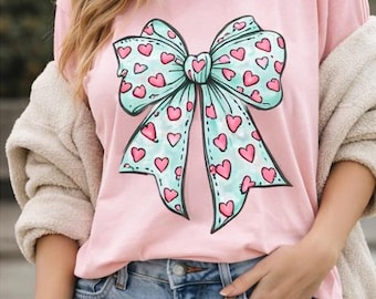 Valentine’s Day Coquette Bow PNG, Retro Heart Design Digital Download, Romantic Clipart PNG File for Sublimation Crafts Scrapbooking