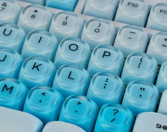 132 Keys Blue Liquid Foundation Keycap Set, Profile PBT Double Shot Keycaps for Mechanical Keyboard with ISO Enter Layout