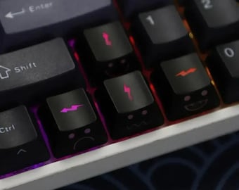 2026 Cute Emo Keycap Set, WASD Arrow Broadside Lighting Keycaps for Mechanical Keyboard, MX Compatible Switch Design