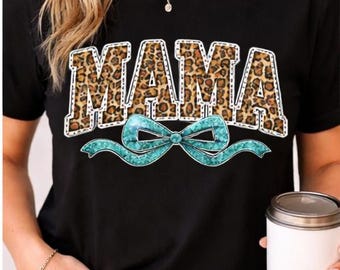 Mama Leopard Coquette Bow PNG, Varsity Retro Mama Shirt Design, Mother’s Day PNG Sublimation Digital Download